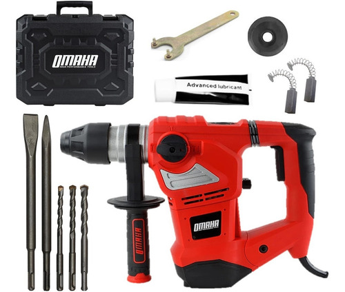 Imagen 4 de 10 de Rotomartillo electroneumático Omaha RM-36PLUS rojo frecuencia de 50Hz con 1800W de potencia 220V-230V