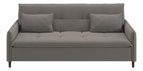 Sofá Cama Reclinável 3 Lug Com Almofadas Multimóveis Cr45239 Cor Bege