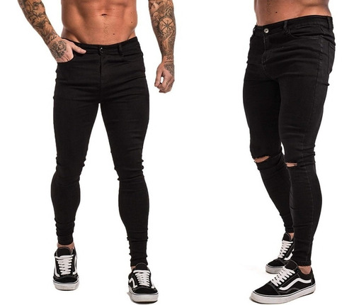 Jean Chupin Negro Hombre Pack X2 Elastizado Maxima Calidad!