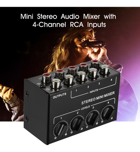 Mezclador De Sonido Con Metal Rca Estéreo De 4 Canales Mini