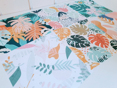 Imagen 3 de 6 de Decoupage Laminas Set Tropical Moderno Rosa X 6 Laura Craft