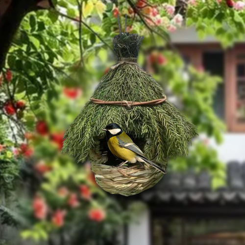 Nido De Pájaros Cabaña Tejida Tejida De Pájaros De