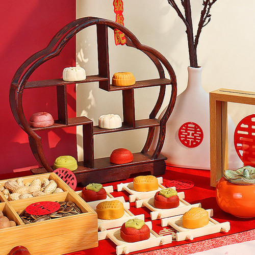 Soporte De Exhibición De Postres Madera Retro Estilo China