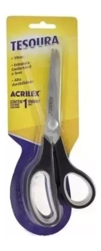 Tesoura Multiuso 19cm Preta Acrilex Ponta Grande Unidade Cor Preto