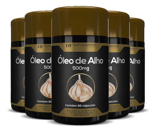 5x Oleo De Alho Premium 60caps Hf Suplements Sem Sabor