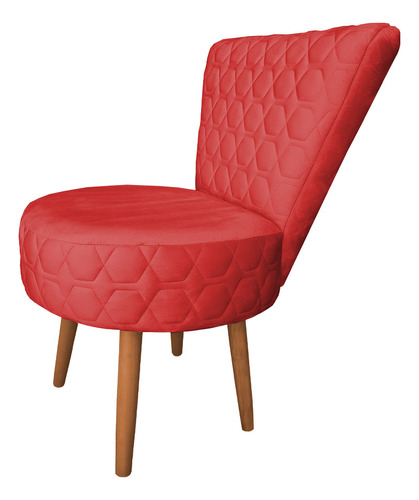 Poltrona Cadeira Decorativa Matelassê Elegância Veludo Cor Vermelho