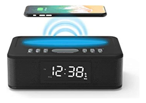 Kaito Ka718 Voyager Home - Reloj Despertador Con Altavoz Bluetooth Y Cargador Móvil Inalámbrico, Color Negro