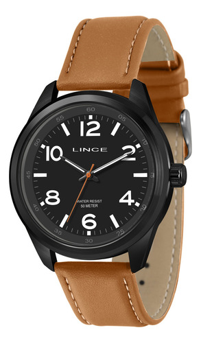 Relogio Lince Masculino Social Mrch219l46 Preto Marrom 50m
