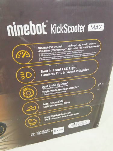 Imagen 2 de 2 de Patinete Eléctrico Segway Ninebot Max G30p