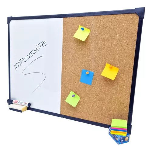 Imagen 2 de 3 de Pizarra Blanca Para Marcador + Corcho 60x40cm Combinada