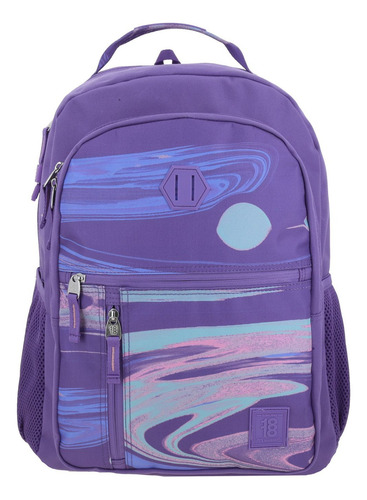 Mochila Grande Chenson 1818 Delic Para Mujer Con Porta Laptop Violeta Multiples Bolsillos Diseño De La Tela Lisa