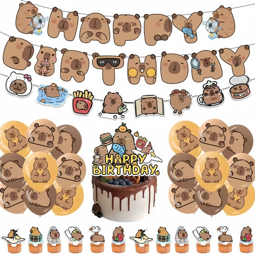 Kit De Globos Cumpleaños Capibara Fiesta Decoracion Capybara