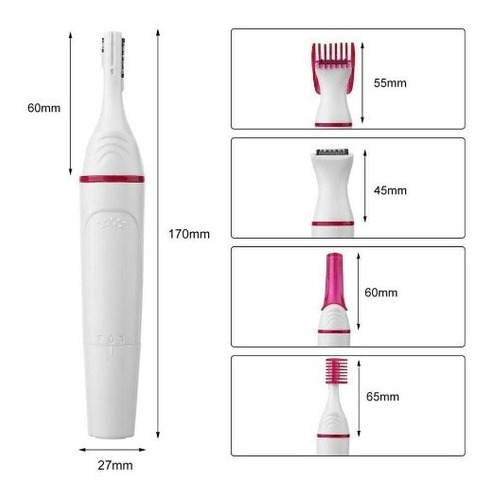 Imagen 7 de 9 de Perfiladora Cejas Afeitadora Eléctrica Femenina 5 Cabezales