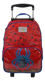 Mochila De Rodinhas G Escolar Spider World Container Kids Cor Vermelho e Azul