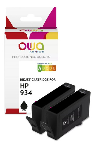 2x Cartuchos De Tinta Compatible Con Hp 934 Color Negro