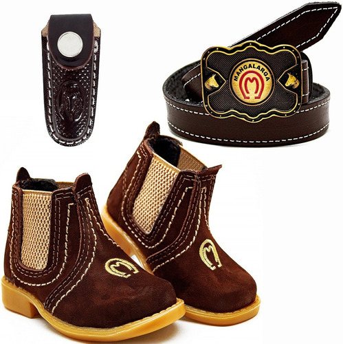 Kit Infantil Botina Country + Cinto Cowboy + Bainha Peao Mm