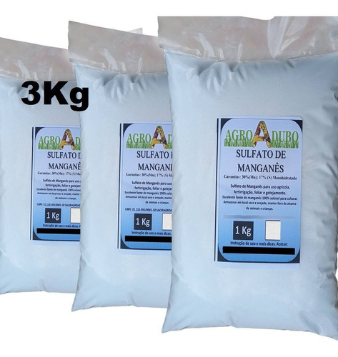 Fertilizante Sulfato De Manganês 3kg Adubo Ferti Hidroponia