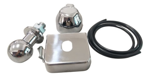 Kit Engate Reboque Cromado Bola Aço Capa Aço Inox Tomada Fio