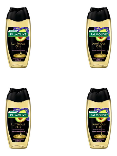 Kit 4 Un Sabonete Líquido Palmolive Luminous Oils Íris 250ml