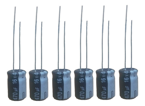 Pack X 6 Capacitor Electrolitico 470uf 16v