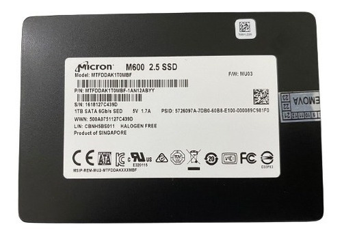 Ssd Micron 1tb Sata 6gb/s Mtfddak1t0mbf                     