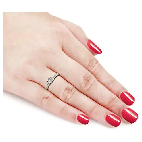 Anillo De Compromiso En Racimo De Diamantes Tdw De 3-8 Quila