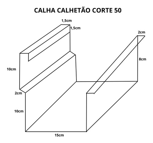 Kit 18mts De Calha Calhetão Alumínio Corte 50 Com Acessórios