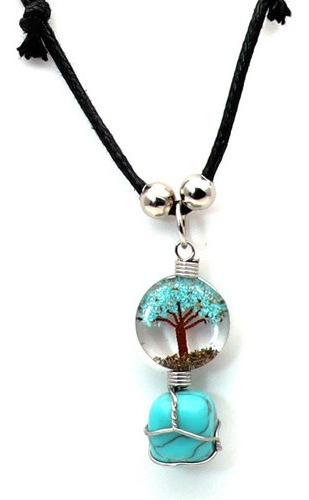 Collar Cuarzo Turquesa Arbol De La Vida + Estuche Tureloj