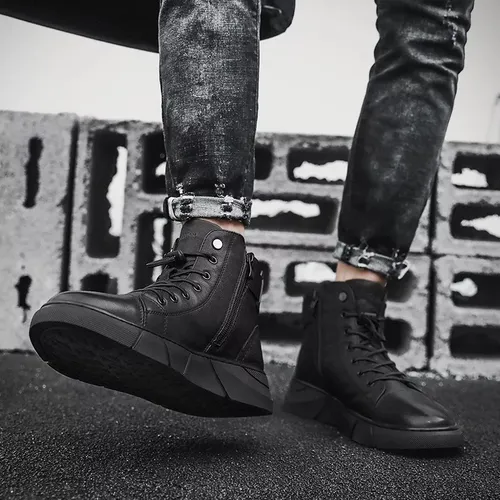 U 2023 Botas De Cuero Versátiles Negras Clásicas