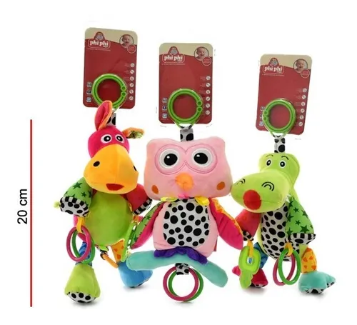 Cunero Musical Lechuza Cocodrilo Y Burro De Peluche 20 Cm.
