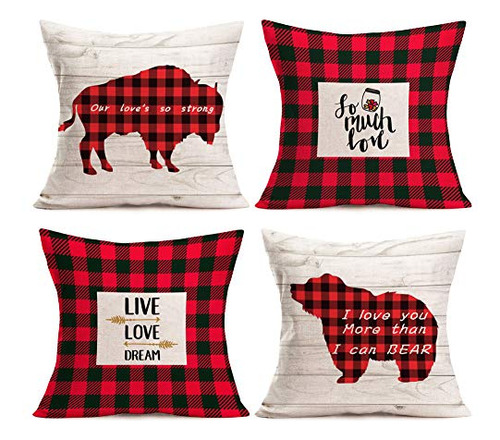 Cubiertas De Almohadas De Tirón Rojo Búfalo Negro Xhdlv