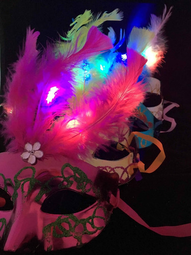 Imagen 3 de 10 de Combo X10 Mascara Antifaz Full Led Luminoso Disfraz Cotillon