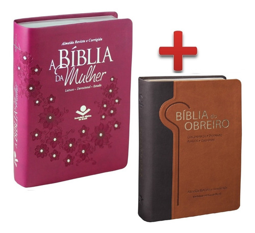 Bíblia De Estudo Da Mulher Cor Vinho  + Bíblia Do Obreiro