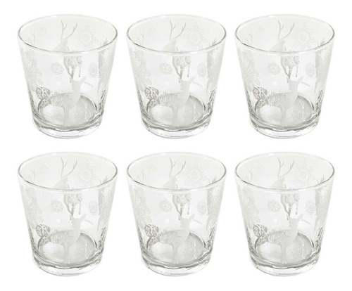 Set De 6 Vasos Navideños De Vidrio 360 Ml C/u  M-92900