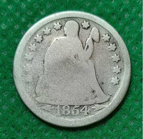 Moneda 10 Centavos De Dolar Eeuu, Plata 0.900, Año 1854, Sin