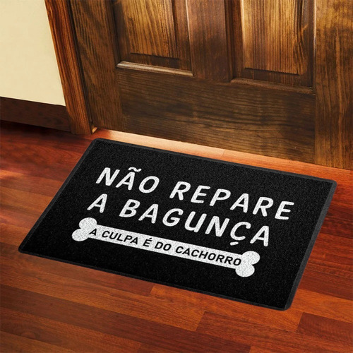 Divertido felpudo con forma de perro culpable, 60 cm de longitud, color negro, diseño de tela, frase, ancho de 40 cm