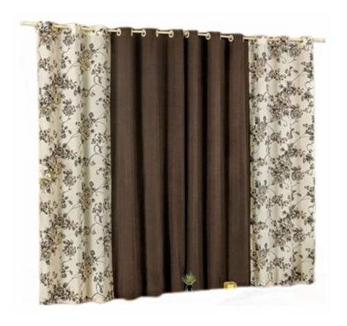 Imagem 1 de 1 de Cortina Floratta 2m Largura Rustica Floral Black Friday