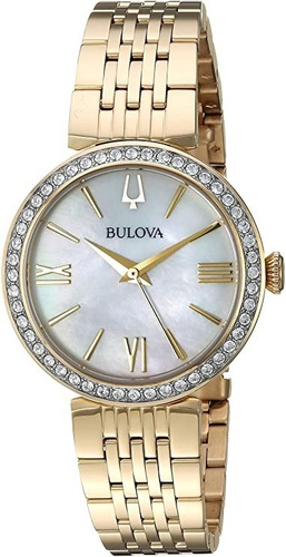 Imagen 3 de 6 de Reloj Bulova Dama Swarovski Dorado 98x122 Set Pulsera