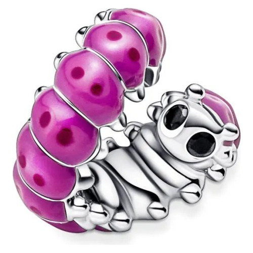 Dije Charm Pandora Oruga Rizada Rosa Plata S925 Original