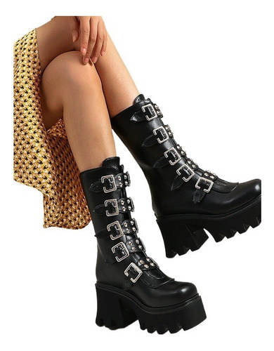 Botas De Plataforma Punk For Mujer Con Hebilla Con