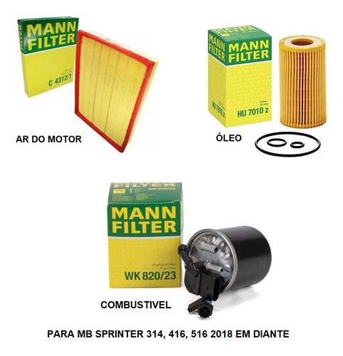 Kit Filtro Troca Oleo Sprinter 314,416,516 2018/. C4312/1-23