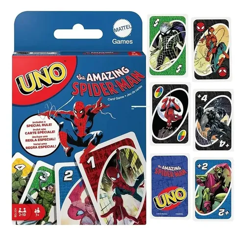 Jeu De Cartes UNO Spider-Man Mattel - Version Marvel Avec Règle Spéciale Acrobaties