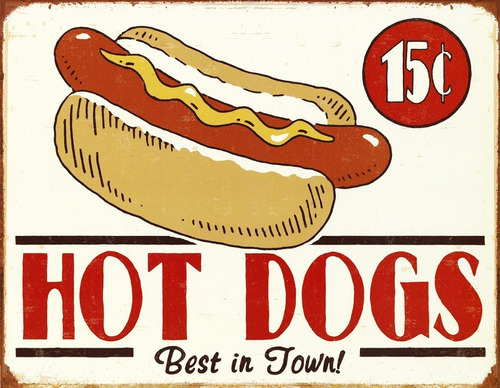 Placas Decorativas Hot Dog Cachorro Quente Vintage Old