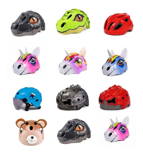 Casco De Bicicleta Skate Patin Niños Ajustable De Animales