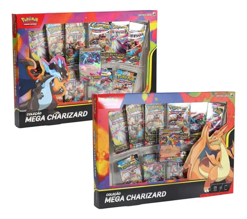 Caixa de cartas Pokémon Mega Charizard com Charizard X e Y