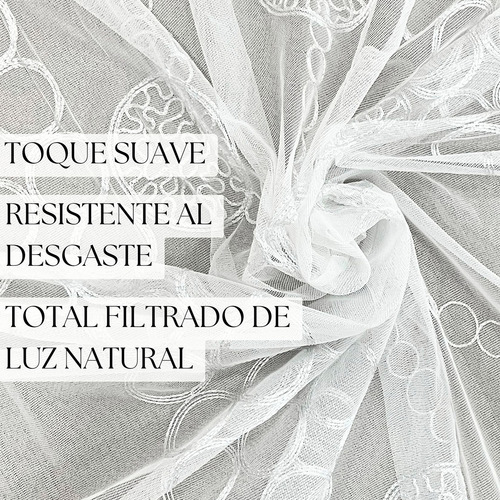 Cortina Blanca Translúcida Bordada 230x135 Cm 1 Pza Blanco