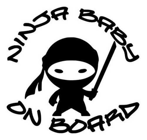 Adhesivo Vinilo Bebé A Bordo Ninja En Negro