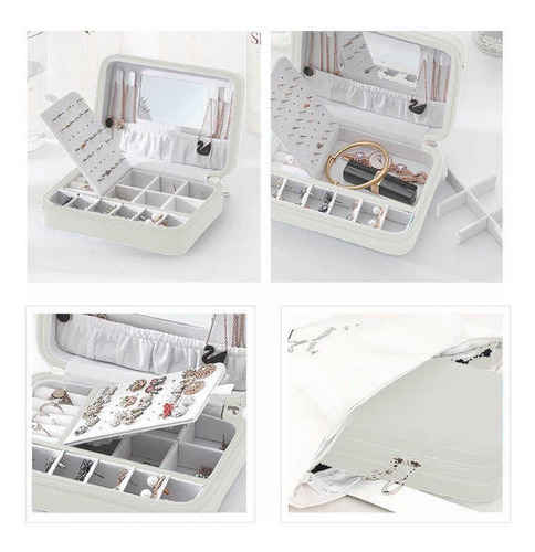 Imagen 4 de 5 de Alhajero Caja Organizadora Para Joyas Anillos Aros Espejo