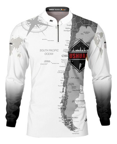 Camisa Motociclista Brk Expedição Ushuaia Branca Uv 50+