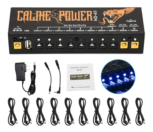 Caline Cp04 Fuente 10 Pedales Aislada Daisy Chain 9v 12v 18v